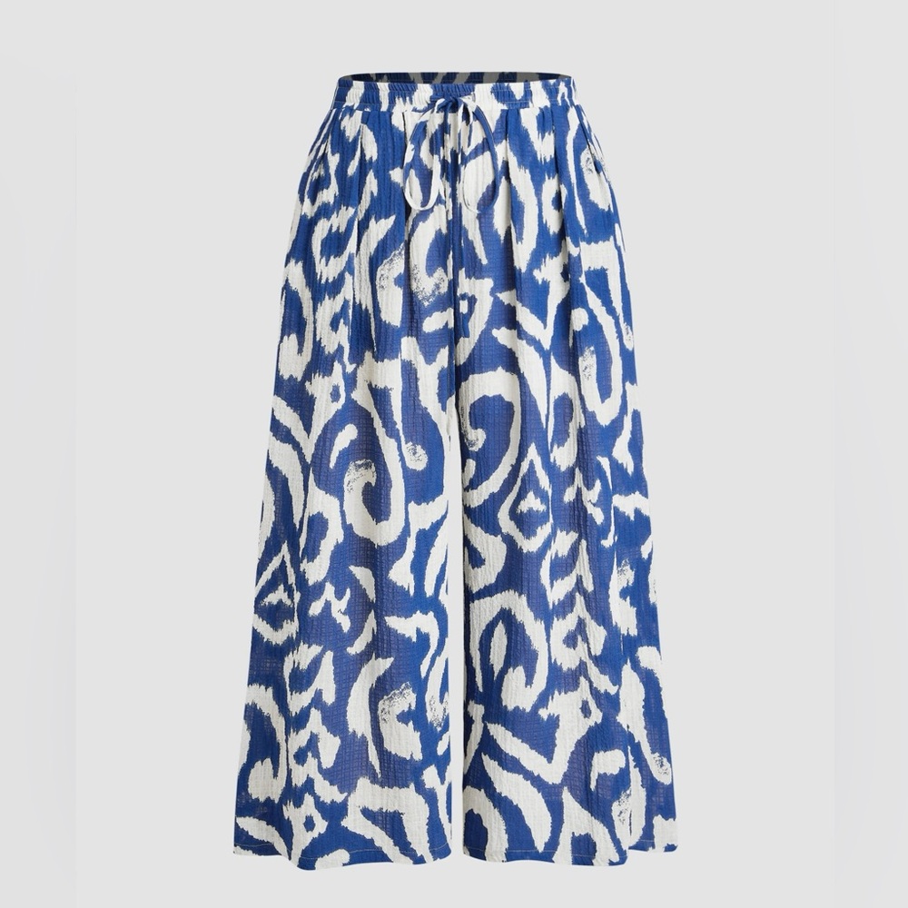 Patterned Wide Leg Pants